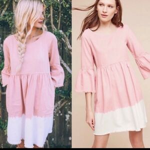 Holding Horses Anthropologie Lilibet Dress Size 0 Dip Dye Ombre Bell Sleeves